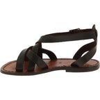 Handmade leather sandals in brown leather for ladie