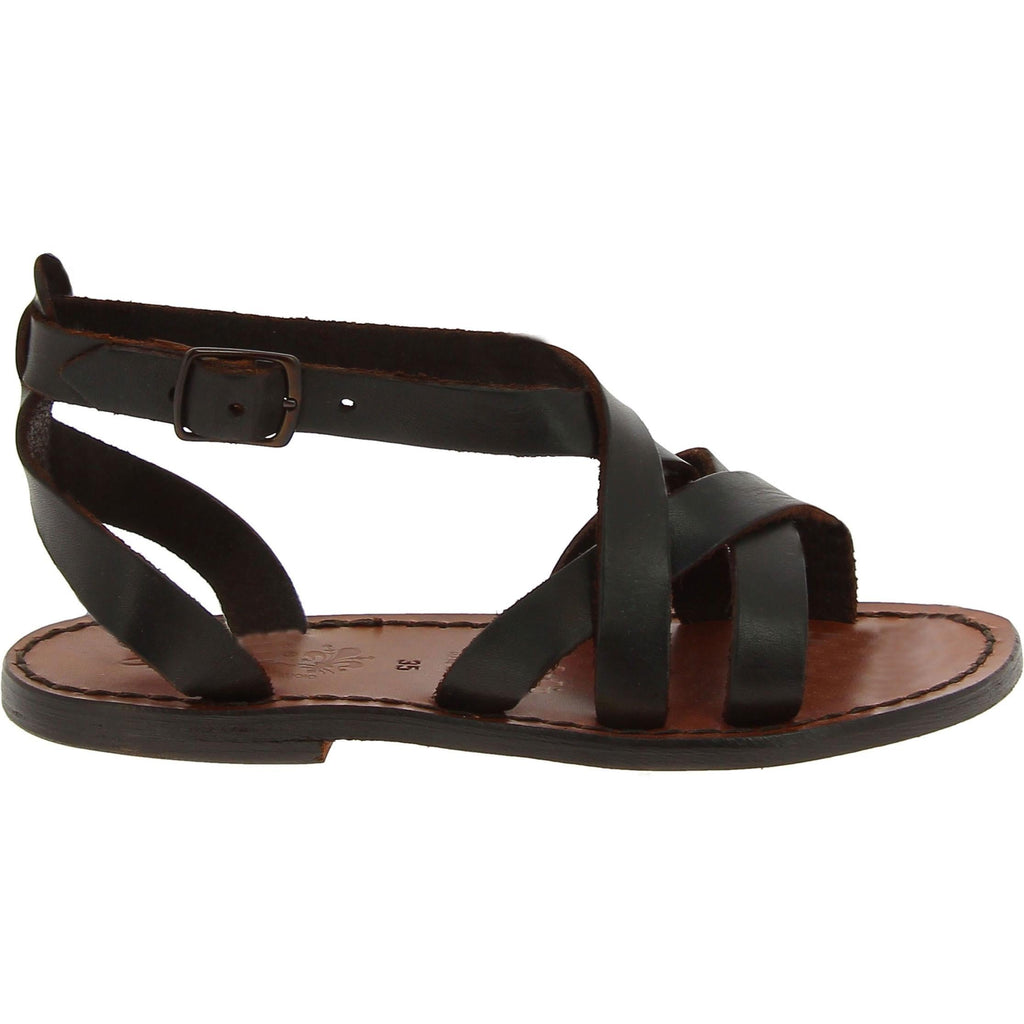 Handmade leather sandals in brown leather for ladie
