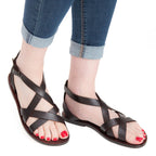 Handmade leather sandals in brown leather for ladie