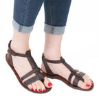 Women's leather flat brown sandals Handmade in Italy