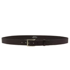 Cintura in pelle marrone scuro conciata al vegetale con fibbia in metallo