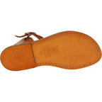 Sandali bassi in pelle color cuoio fatti a mano in Italia