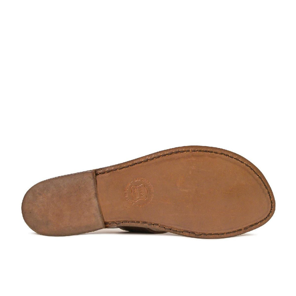 Women's leather thong sandals Handmade in Italy in mud cuir leather
