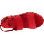 Sabot donna rosso in legno artigianali con fascia in pelle