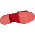 Ciabatte in legno rosso con fascia in pelle artigianali