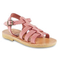 Attica Persephone Sandali gladiatore da bambina in pelle nubuck rosa chiusura con fibbia