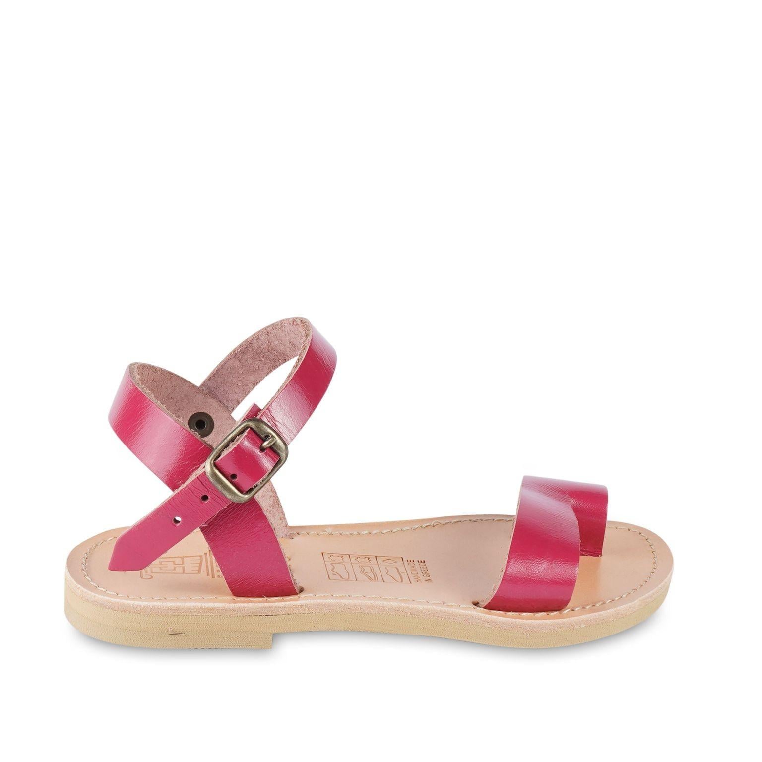 Sandali infradito da bambina in pelle di vitello fucsia chiusura con fibbia