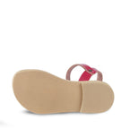 Sandali infradito da bambina in pelle di vitello fucsia chiusura con fibbia