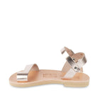 Sandali infradito da bambina in pelle di vitello oro rosa chiusura con fibbia