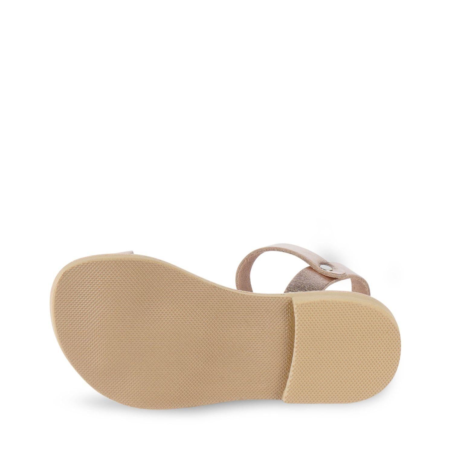 Sandali infradito da bambina in pelle di vitello oro rosa chiusura con fibbia