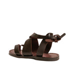 Women sandals in Dark Brown Leather handmade in Italy