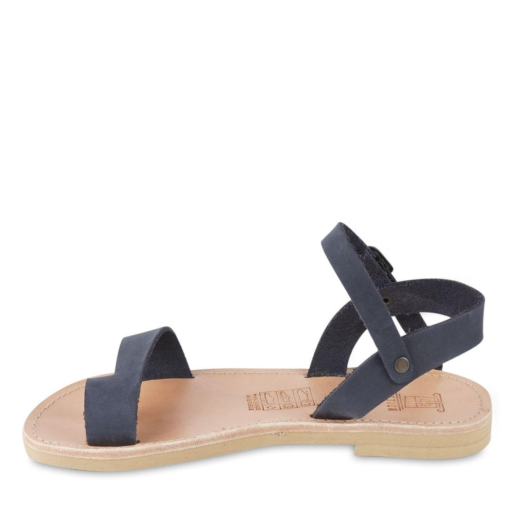 Sandali infradito da bambino in pelle nubuk blu chiusura con fibbia