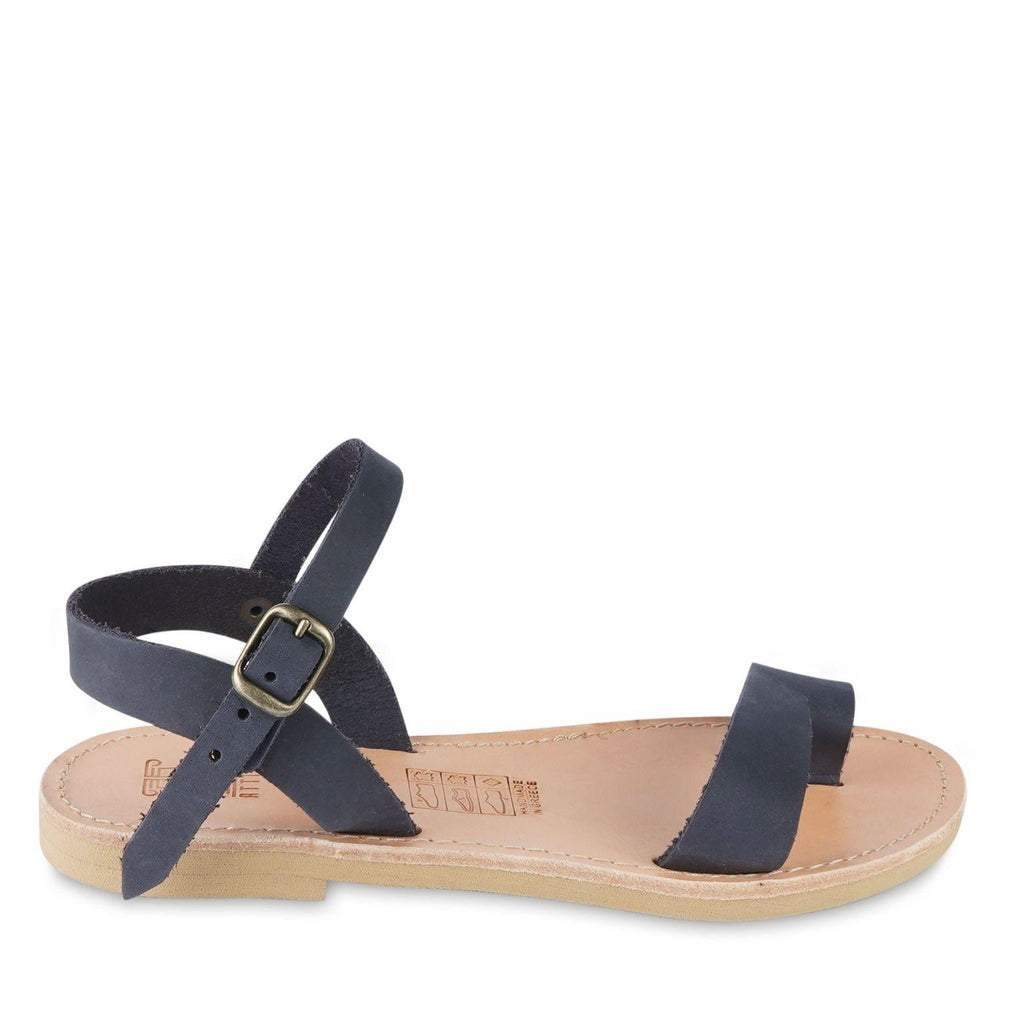 Sandali infradito da bambino in pelle nubuk blu chiusura con fibbia