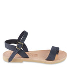 Sandali infradito da bambino in pelle nubuk blu chiusura con fibbia