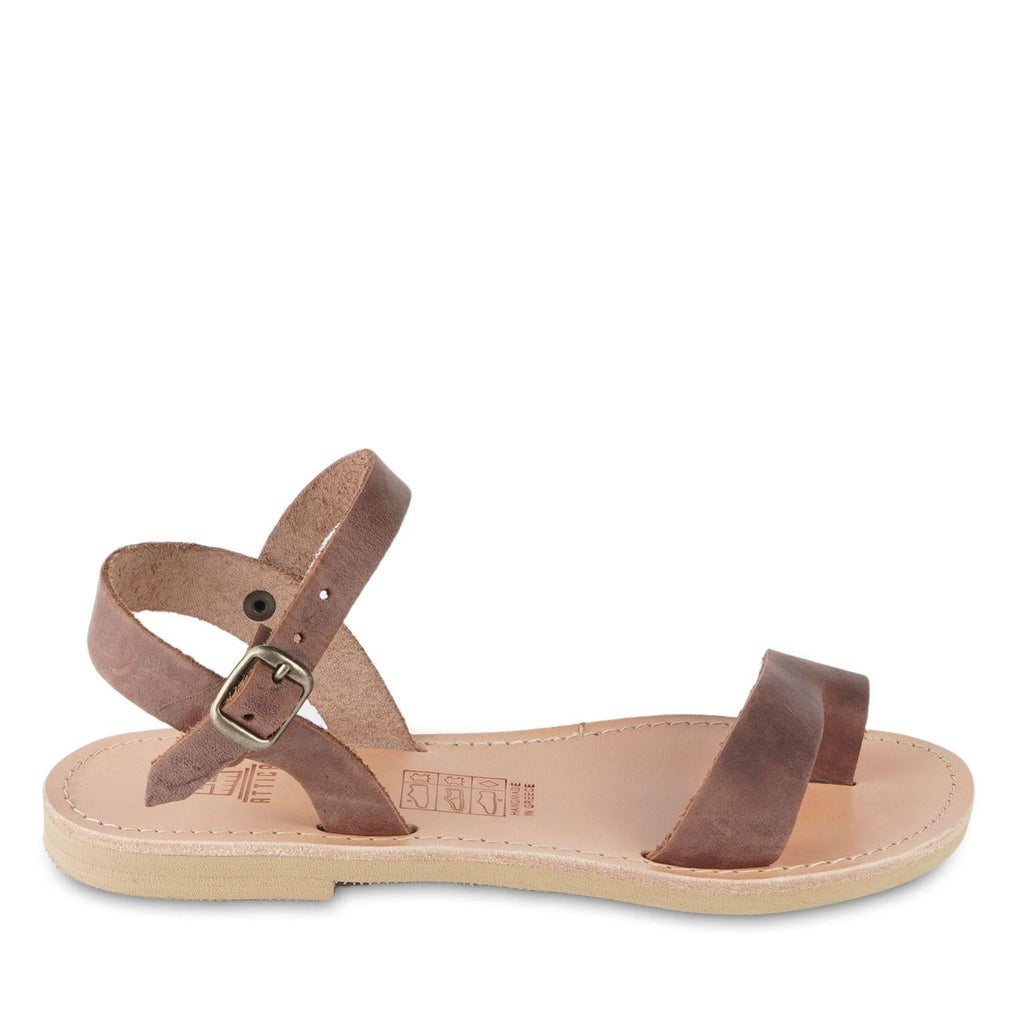 Sandali infradito da bambino in pelle nubuk marrone scuro chiusura con fibbia