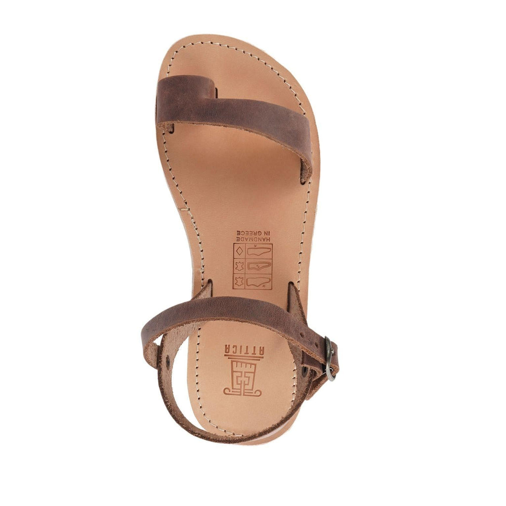 Sandali infradito da bambino in pelle nubuk marrone scuro chiusura con fibbia