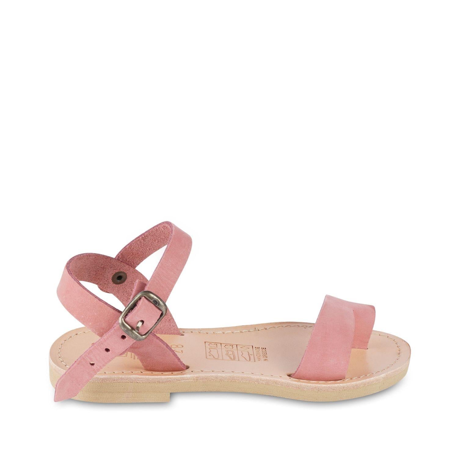 Sandali infradito da bambino in pelle nubuk marrone scuro chiusura con fibbia