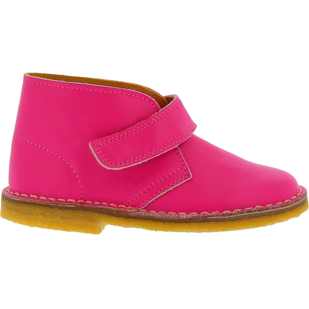 Polacchine da bambino in pelle fucsia fatte a mano in Italia