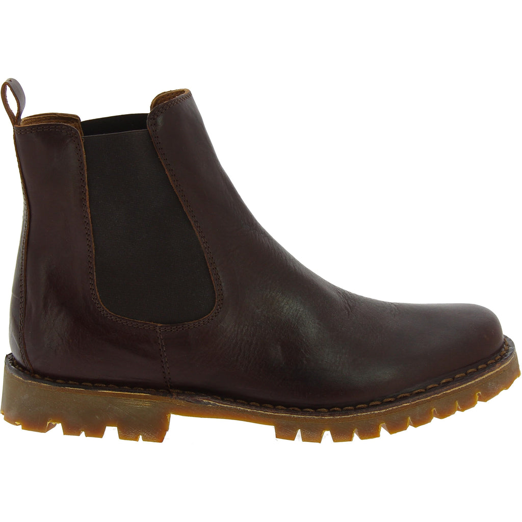 Stivaletto beatles in pelle marrone scuro e suola Vibram