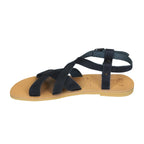 Sandali infradito da uomo in pelle nabuk blu fatti a mano