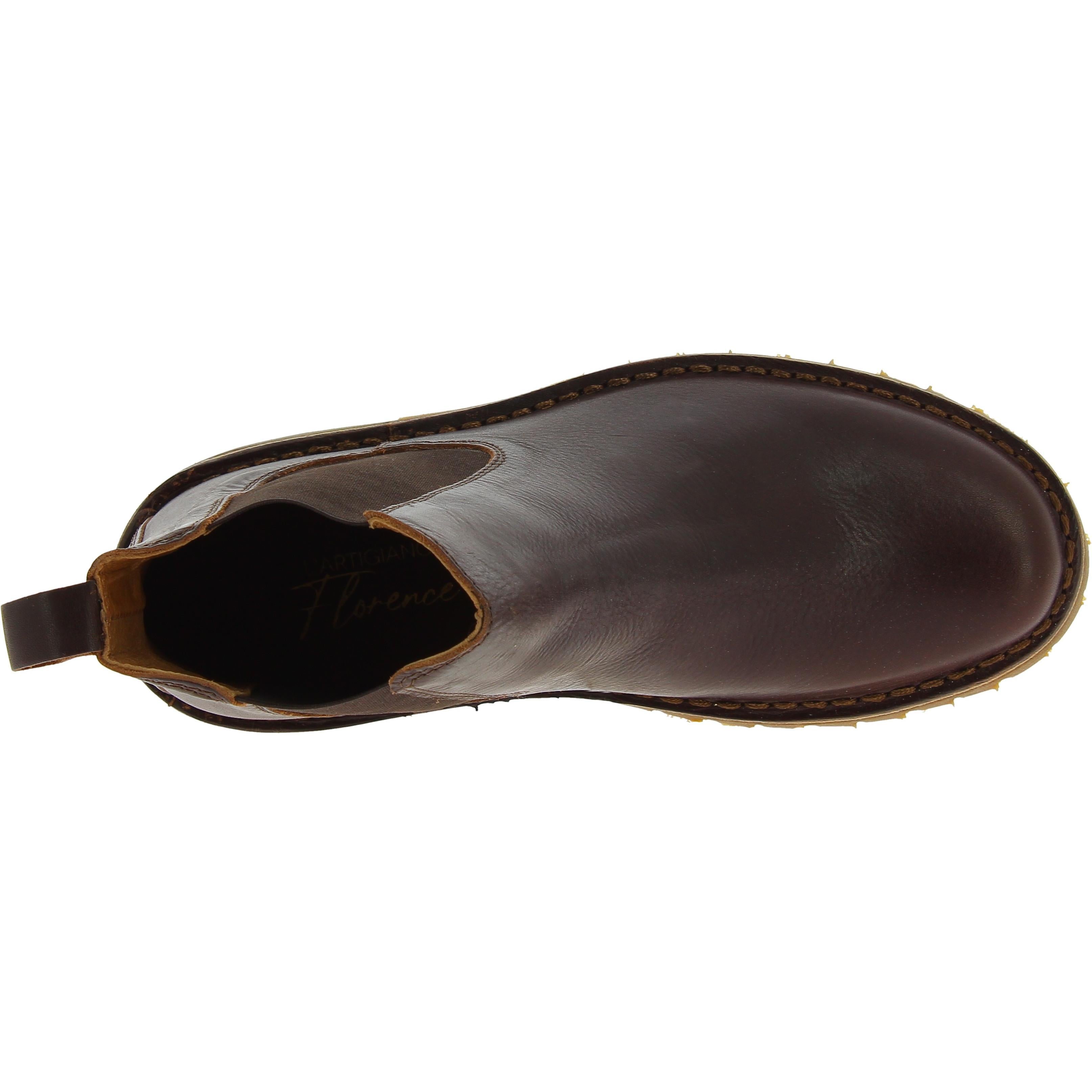 Stivaletto beatles donna in pelle marrone scuro e suola Vibram