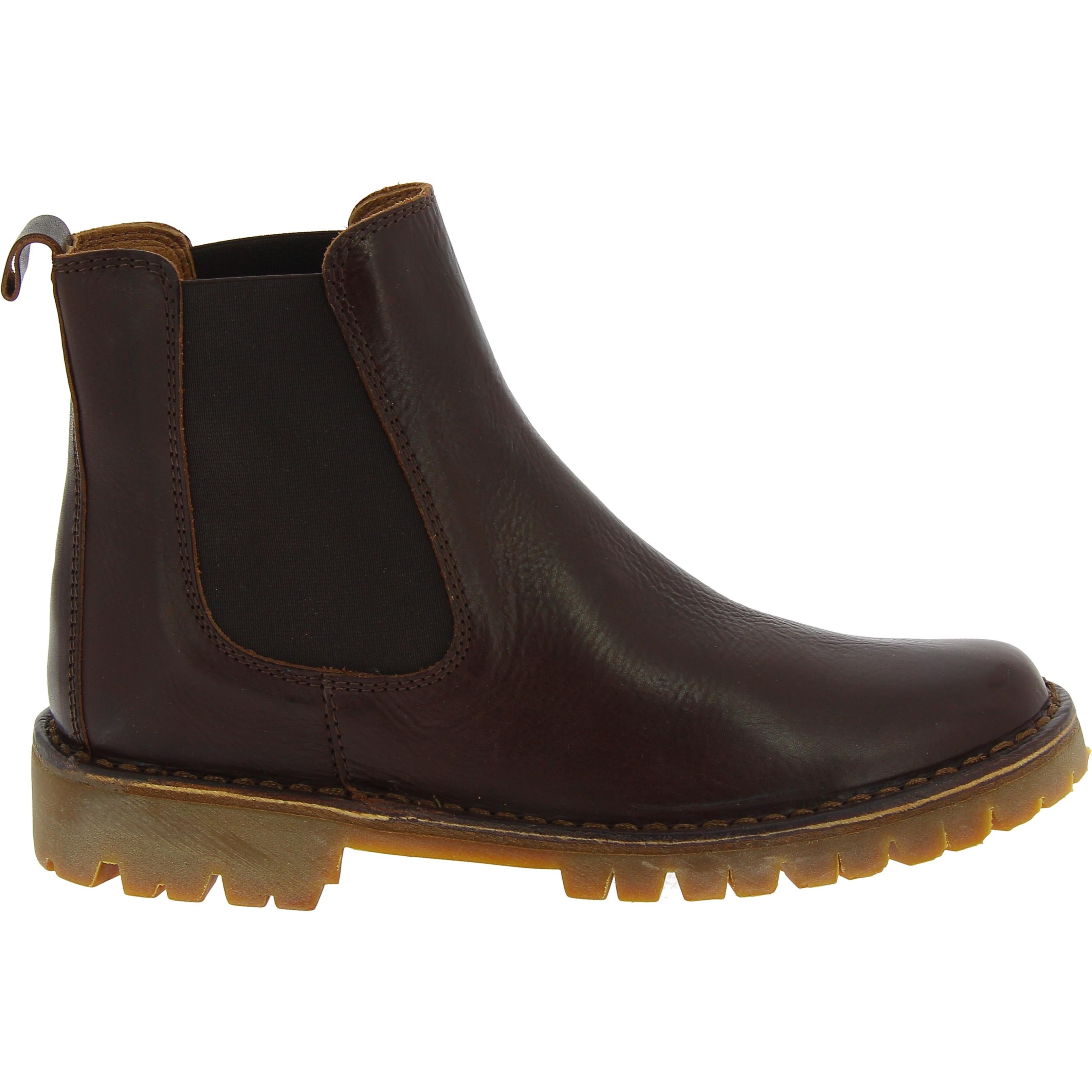 Stivaletto beatles donna in pelle marrone scuro e suola Vibram