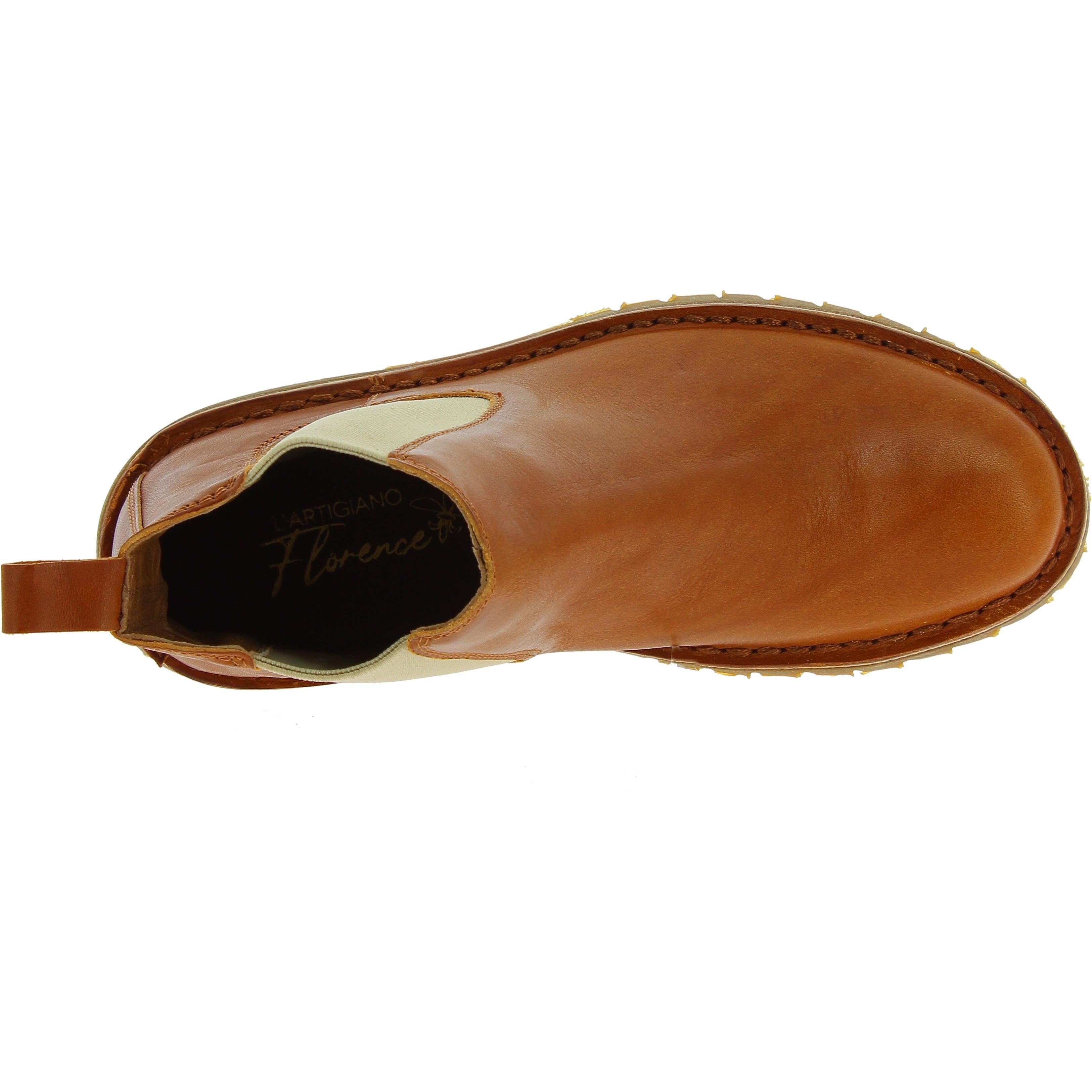 Stivaletto beatles donna in pelle marrone e suola Vibram