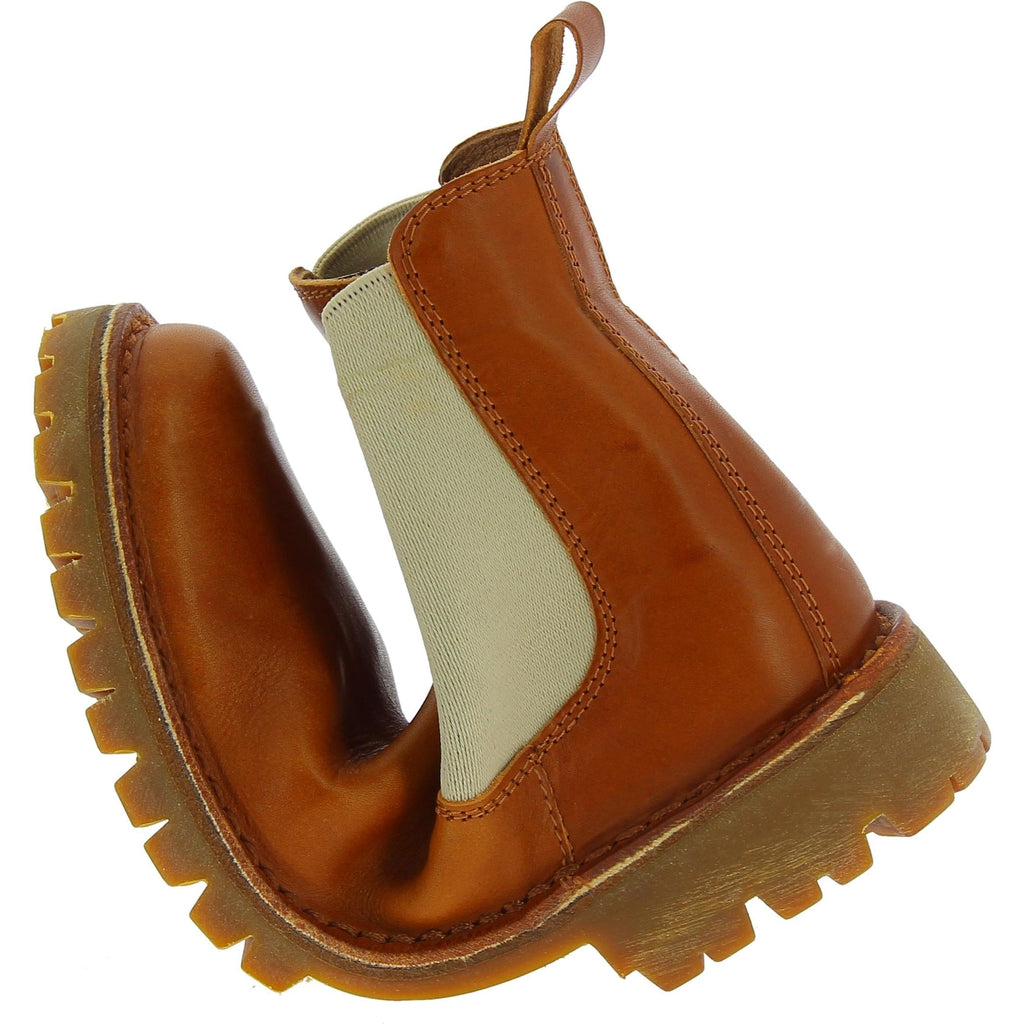Stivaletto beatles donna in pelle marrone e suola Vibram