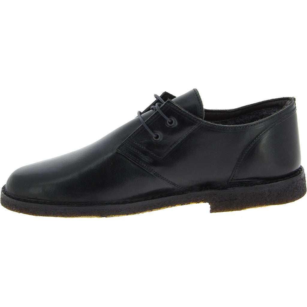 Scarpe basse da uomo in pelle nera con fodera invernale