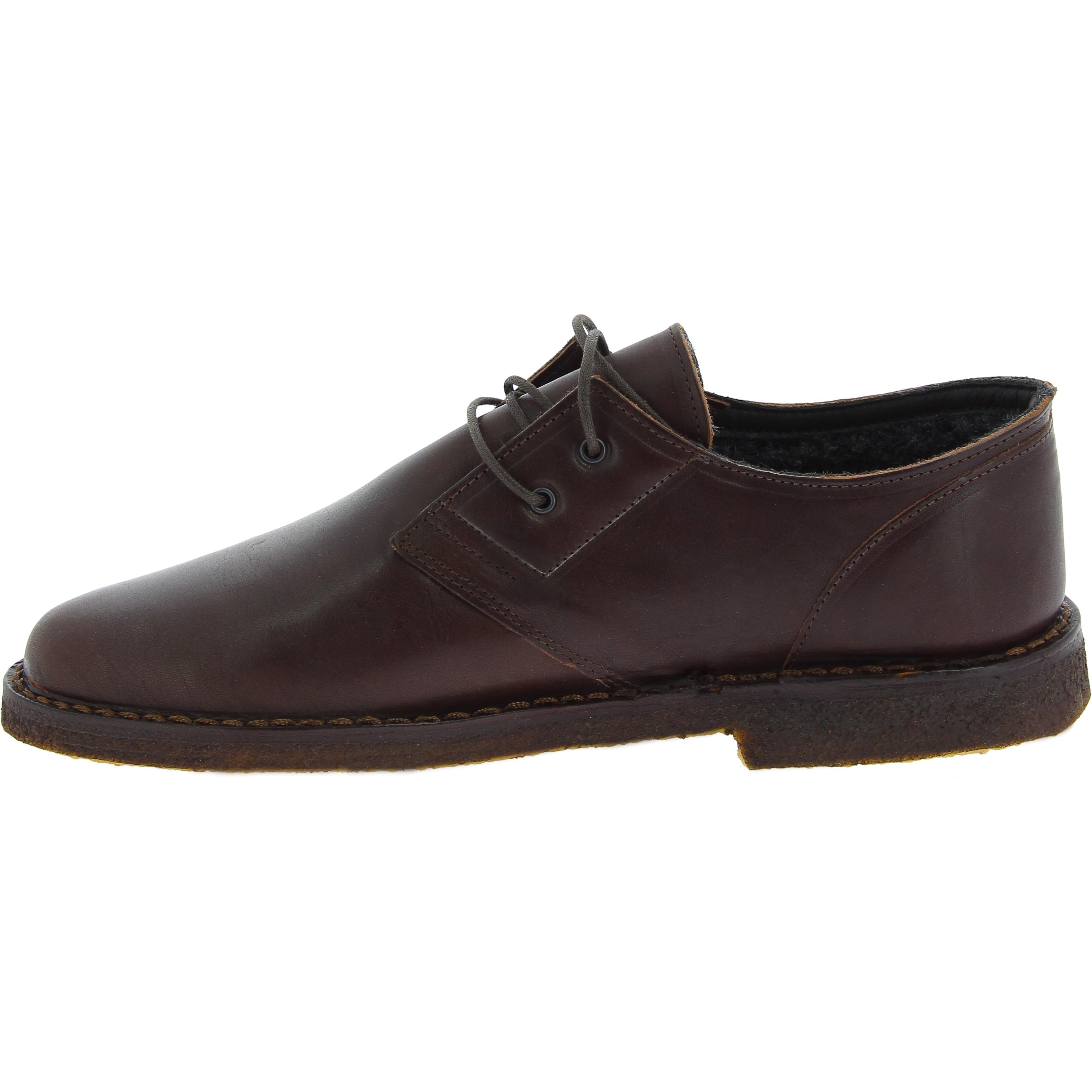 Scarpe basse da uomo in pelle marrone scuro con fodera invernale