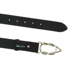 Cintura in pelle di toro nera con fibbia casual in metallo