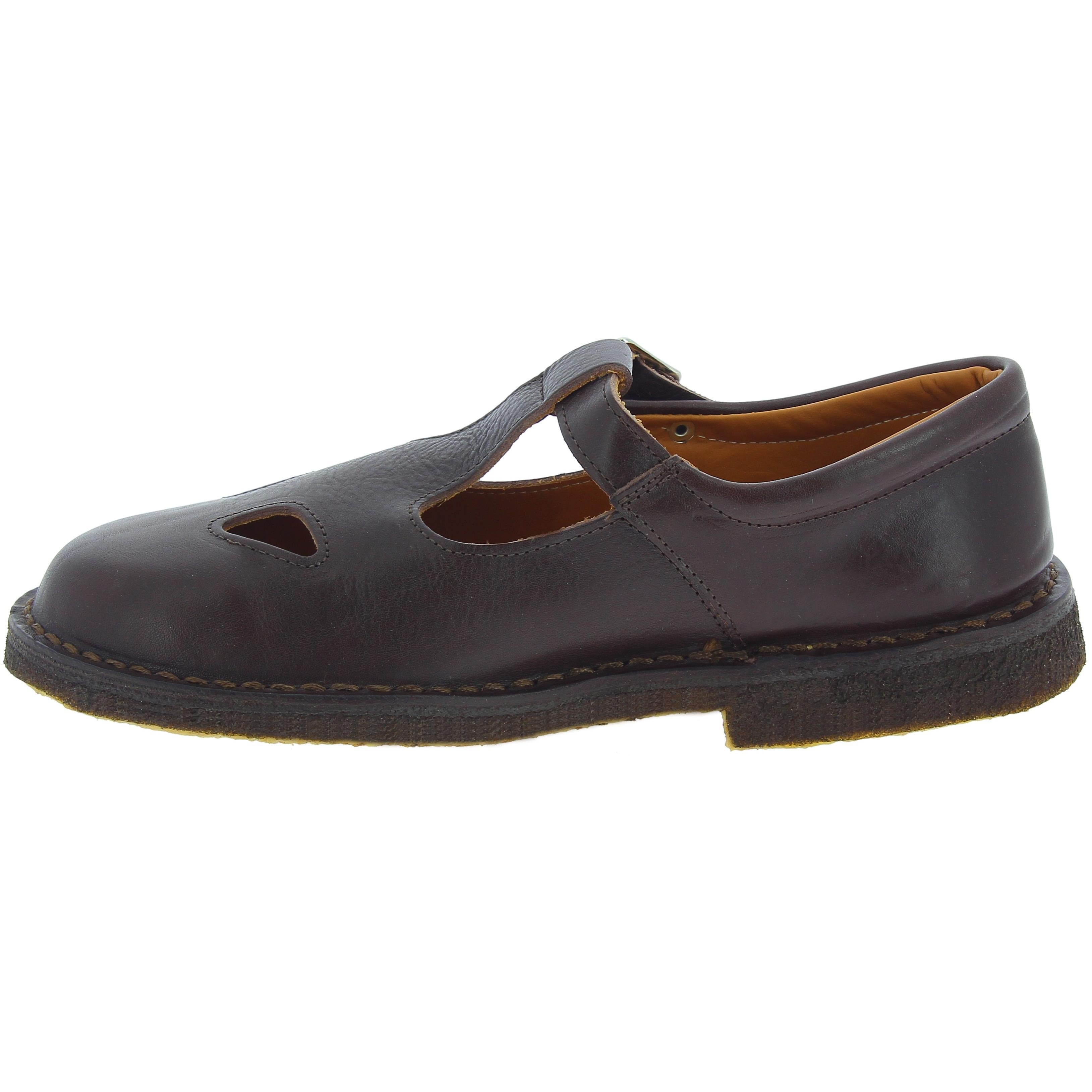 Scarpe aperte da donna in pelle marrone scuro fatte a mano in Italia