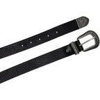 Cintura western donna in pelle nero con puntale in metallo inciso