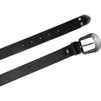 Cintura western donna in pelle nero con puntale in metallo inciso