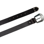 Cintura western donna in pelle marrone con puntale in metallo inciso