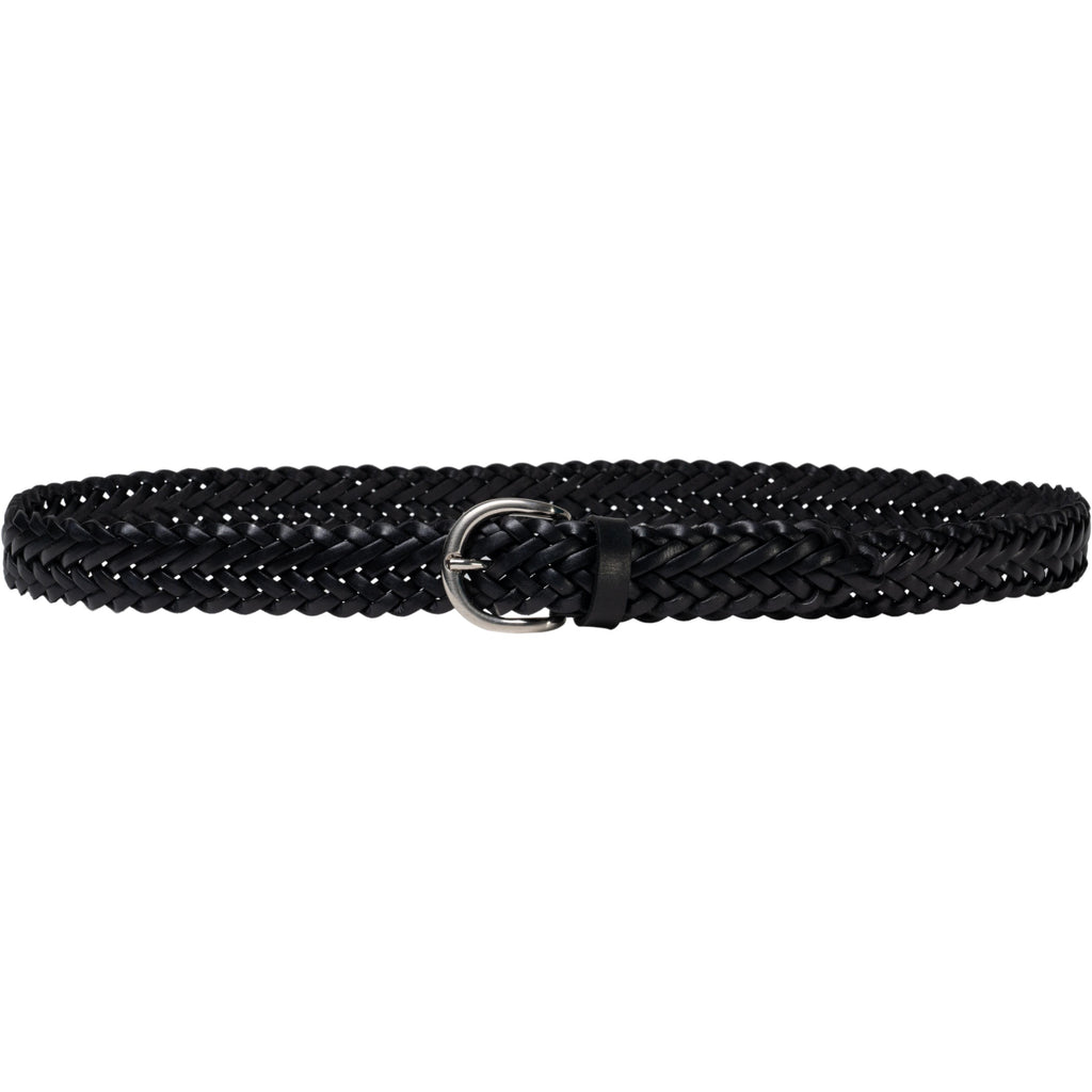 Cintura intrecciata a mano in pelle nera 3 cm
