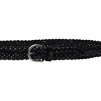 Cintura intrecciata a mano in pelle nera 3 cm