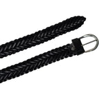 Cintura intrecciata a mano in pelle nera 3 cm