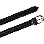 Cintura intrecciata a mano in pelle nera 3 cm