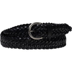 Cintura intrecciata a mano in pelle nera 3 cm