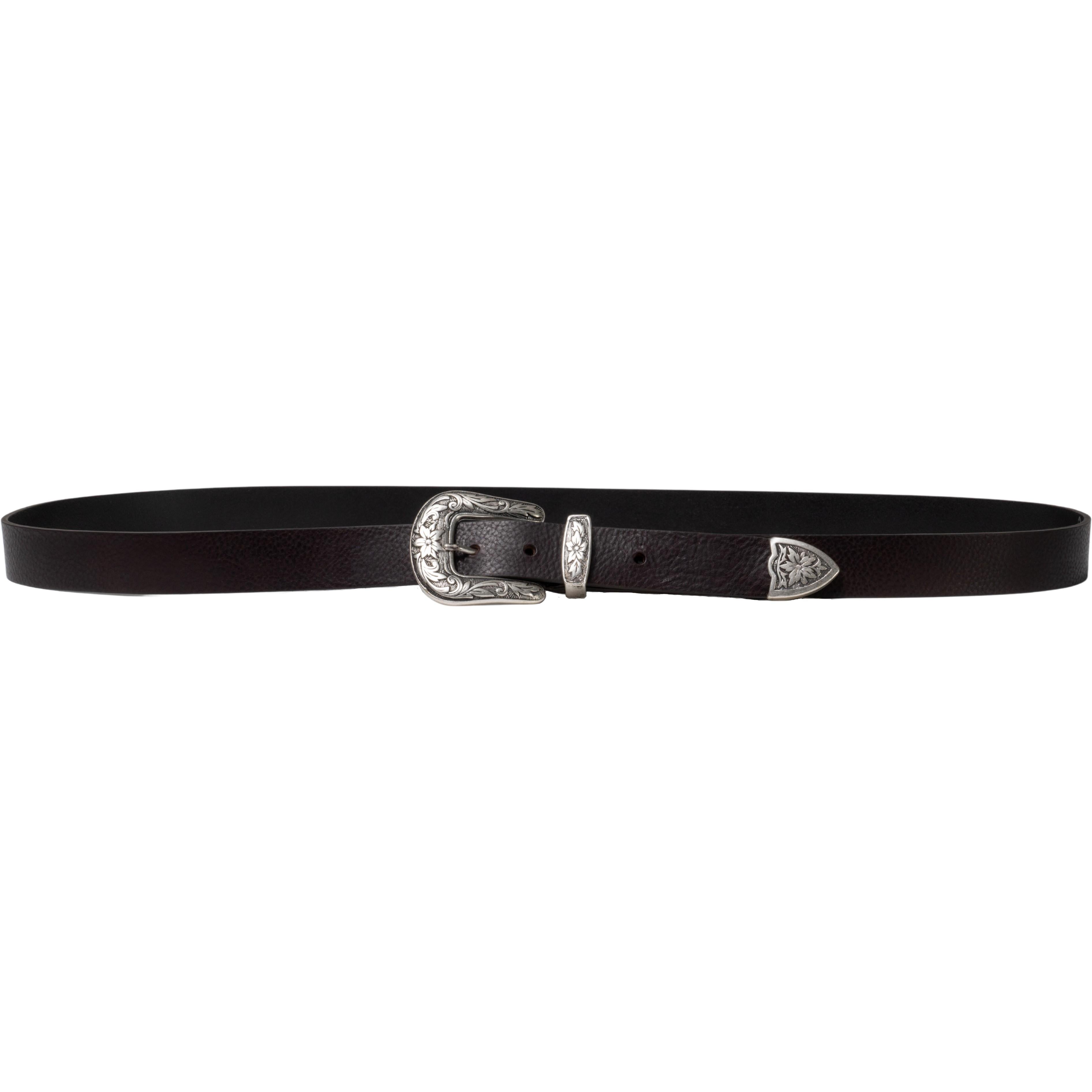 Cintura western donna in pelle marrone scuro con fibbia in metallo