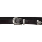 Cintura western donna in pelle marrone scuro con fibbia in metallo