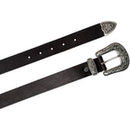 Cintura western donna in pelle marrone scuro con fibbia in metallo