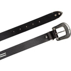Cintura western donna in pelle marrone scuro con fibbia in metallo