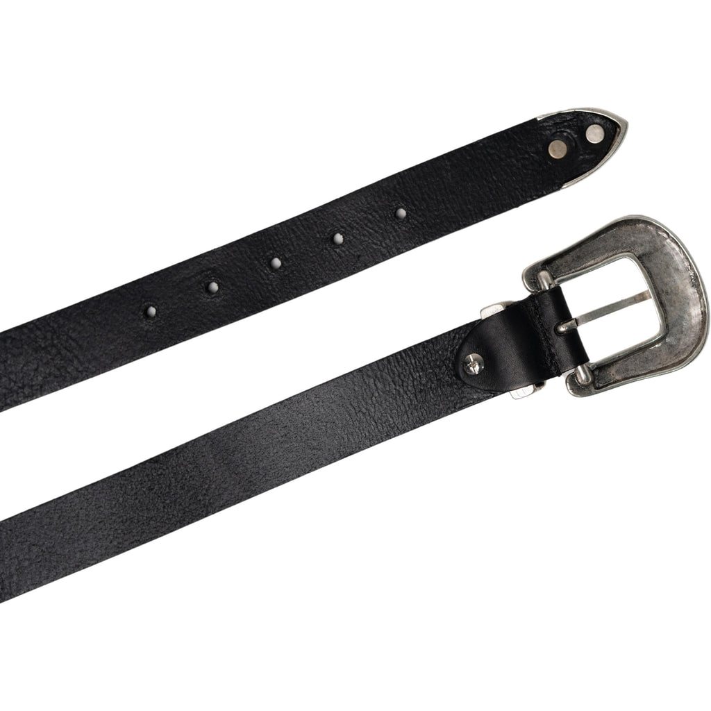Cintura western donna in pelle nera con fibbia in metallo