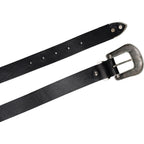 Cintura western donna in pelle nera con fibbia in metallo