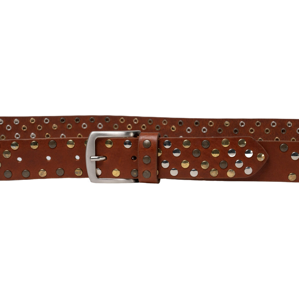 Cintura in cuoio con borchie in metallo unisex