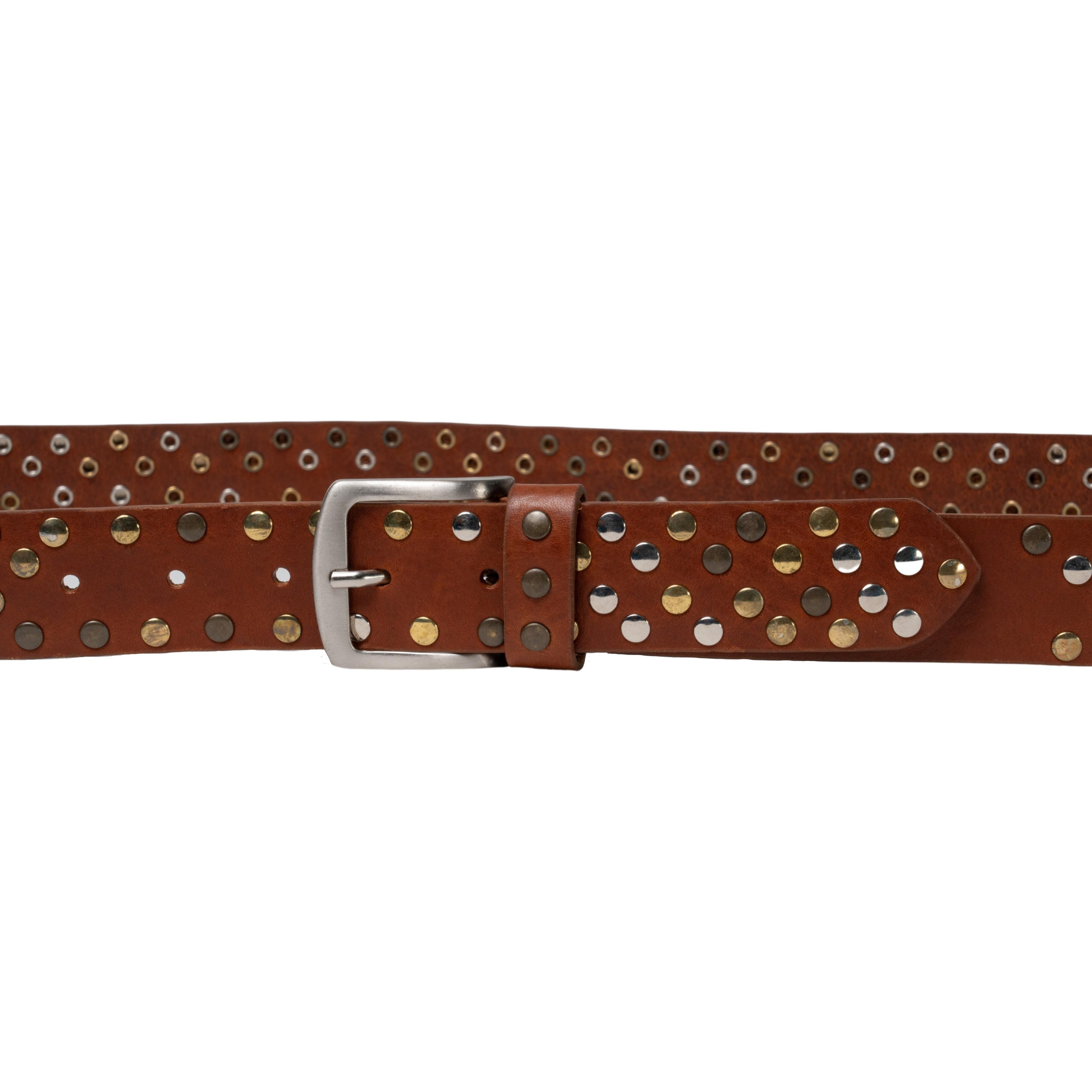 Cintura in cuoio con borchie in metallo unisex