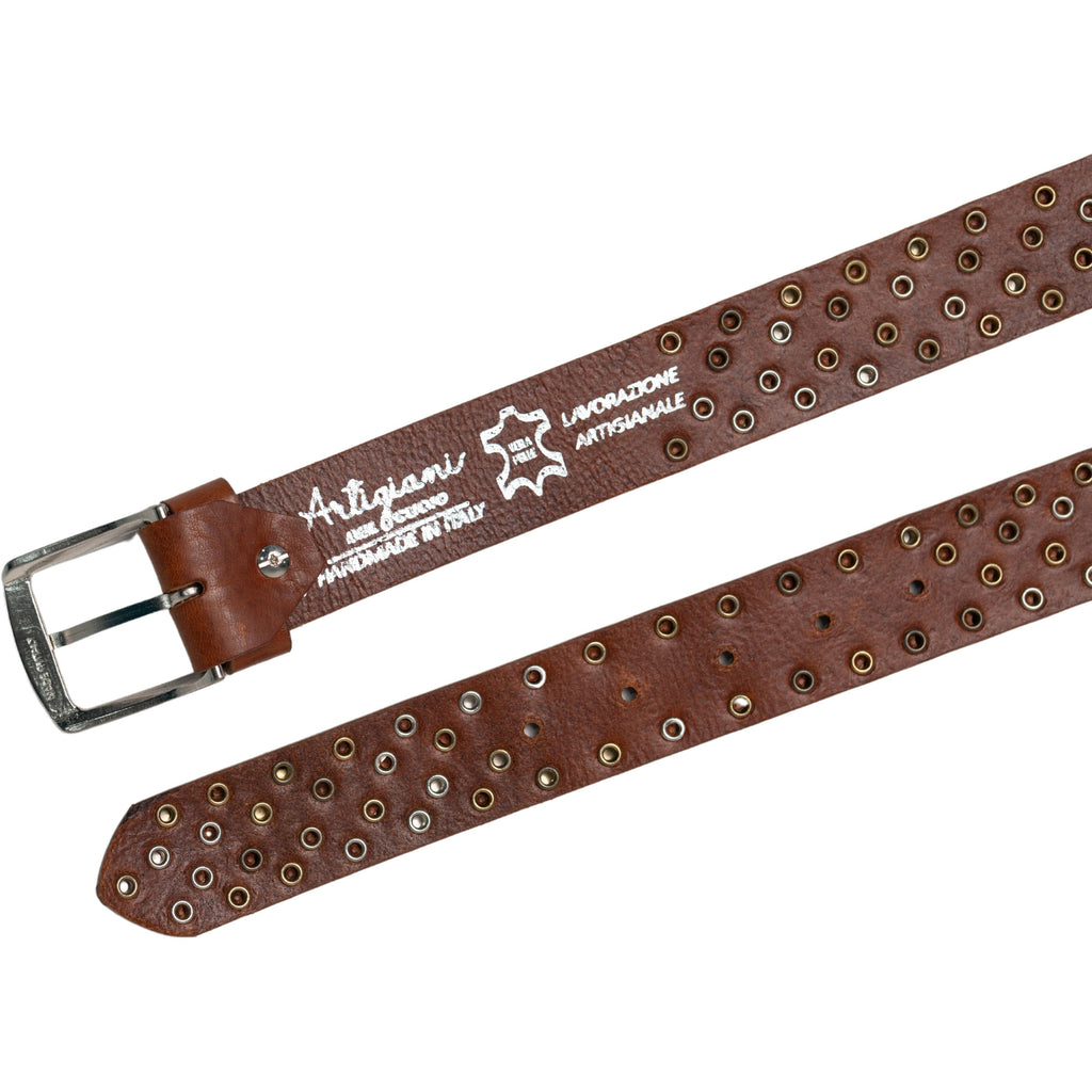 Cintura in cuoio con borchie in metallo unisex