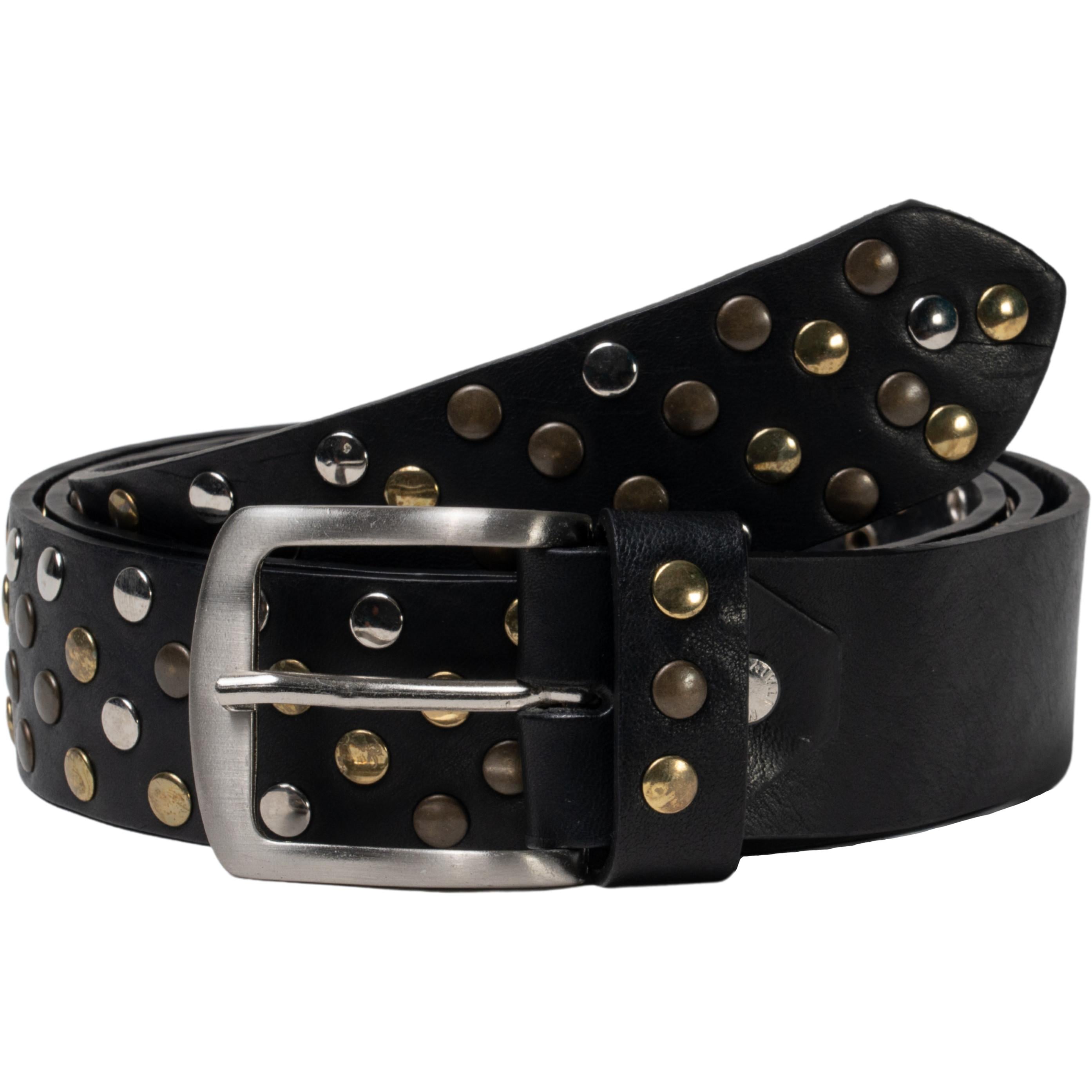 Cintura in pelle nera con borchie metalliche unisex